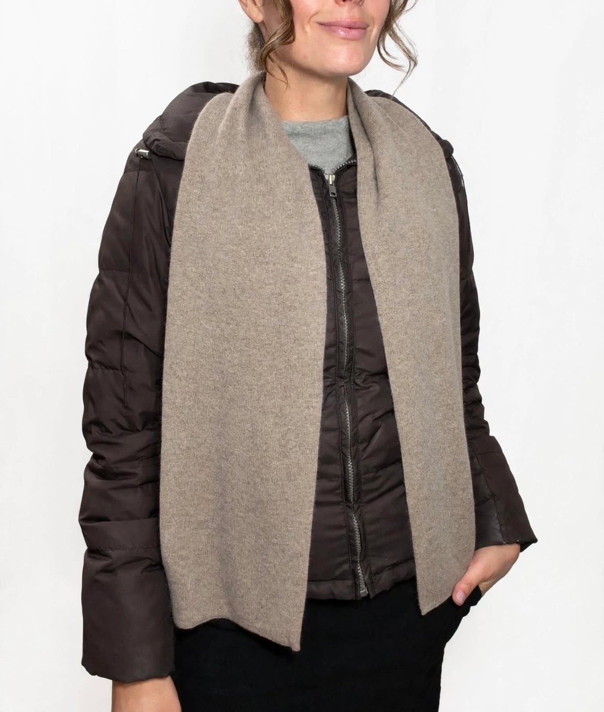 Plush Cashmere Muffler - 100% Pure Double Thick Dark Taupe