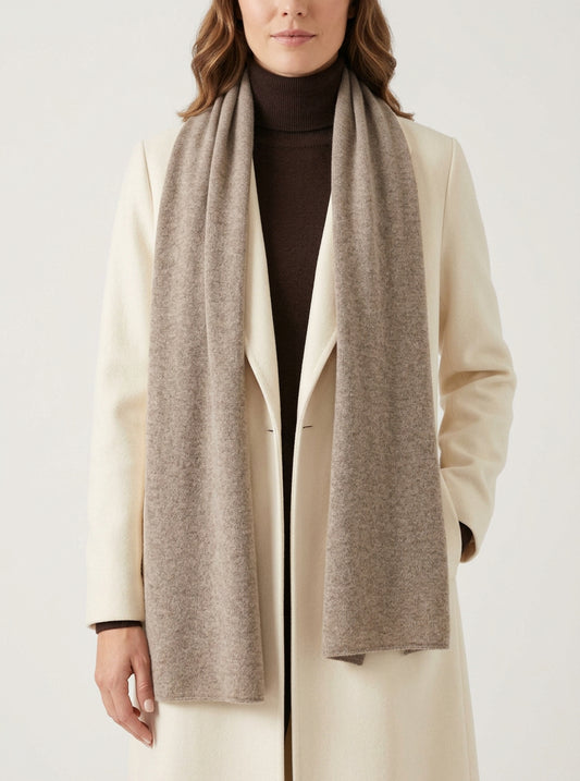 Plush Cashmere Muffler - 100% Pure Double Thick Dark Taupe