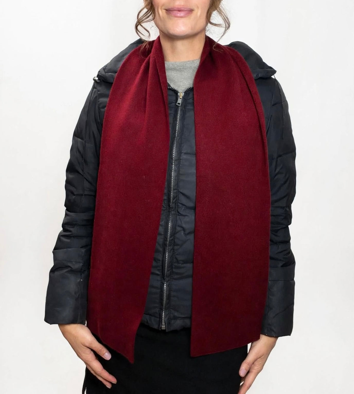 Plush Cashmere Muffler - 100% Pure Double Thick Dark Merlot