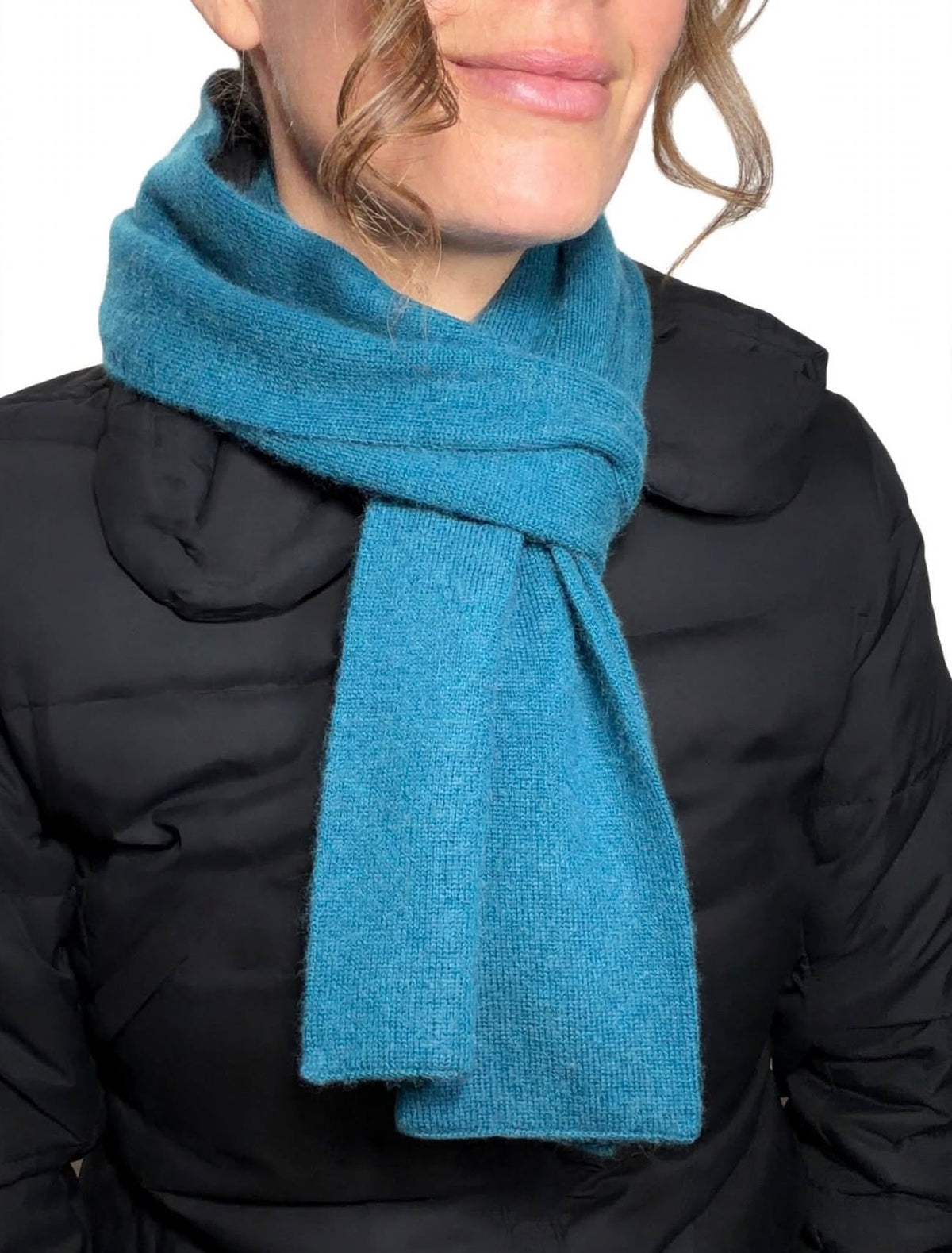 Plush Cashmere Muffler - 100% Pure Double Thick Duck Blue