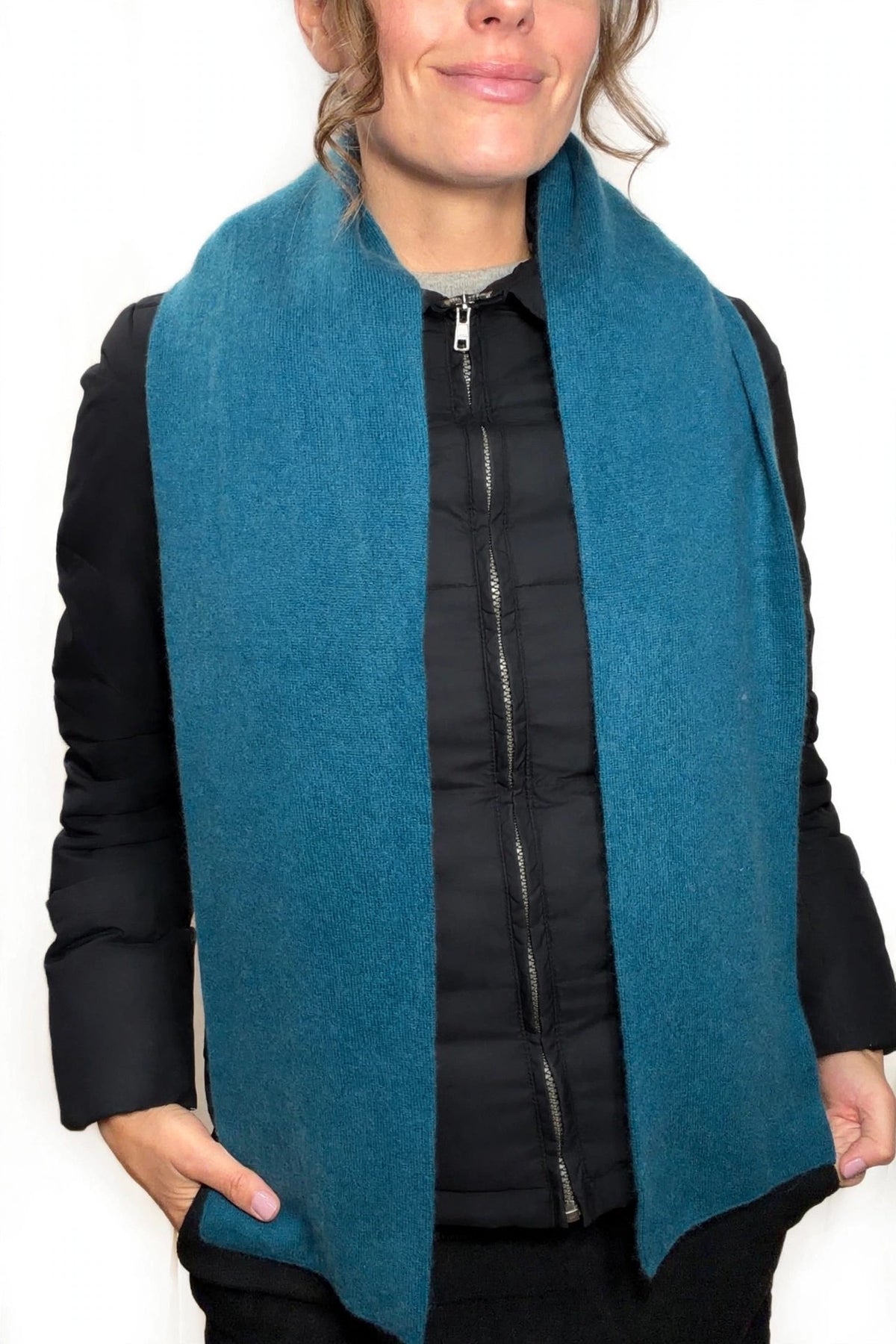 Plush Cashmere Muffler - 100% Pure Double Thick Duck Blue