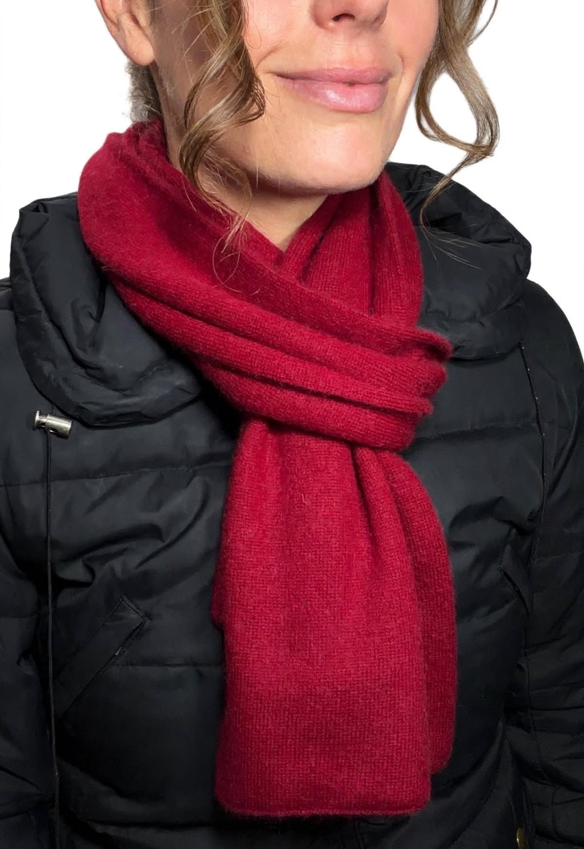 Plush Cashmere Muffler - 100% Pure Double Thick Burgundy