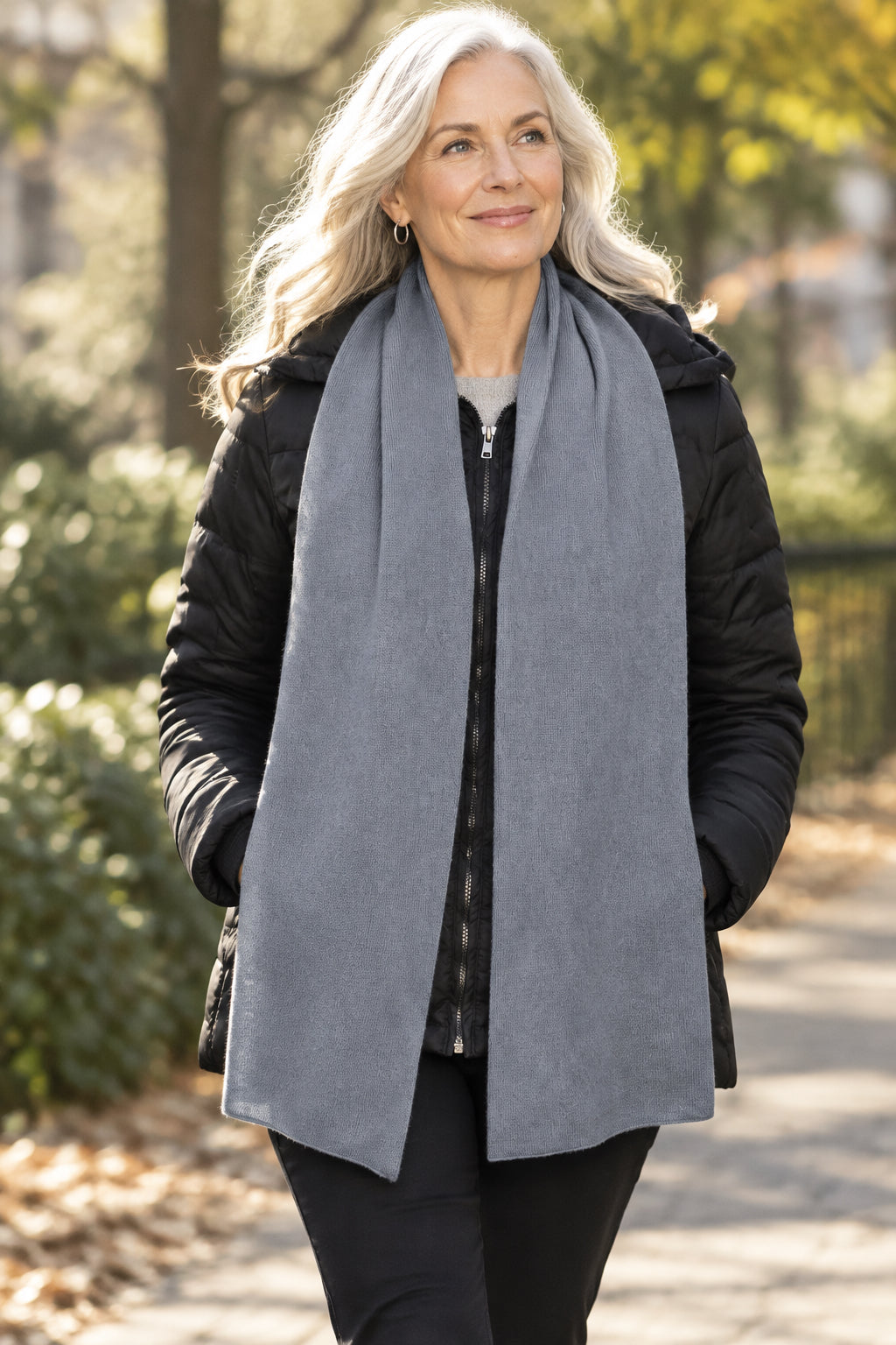 Plush Cashmere Muffler - 100% Pure Double Thick - Storm Cloud