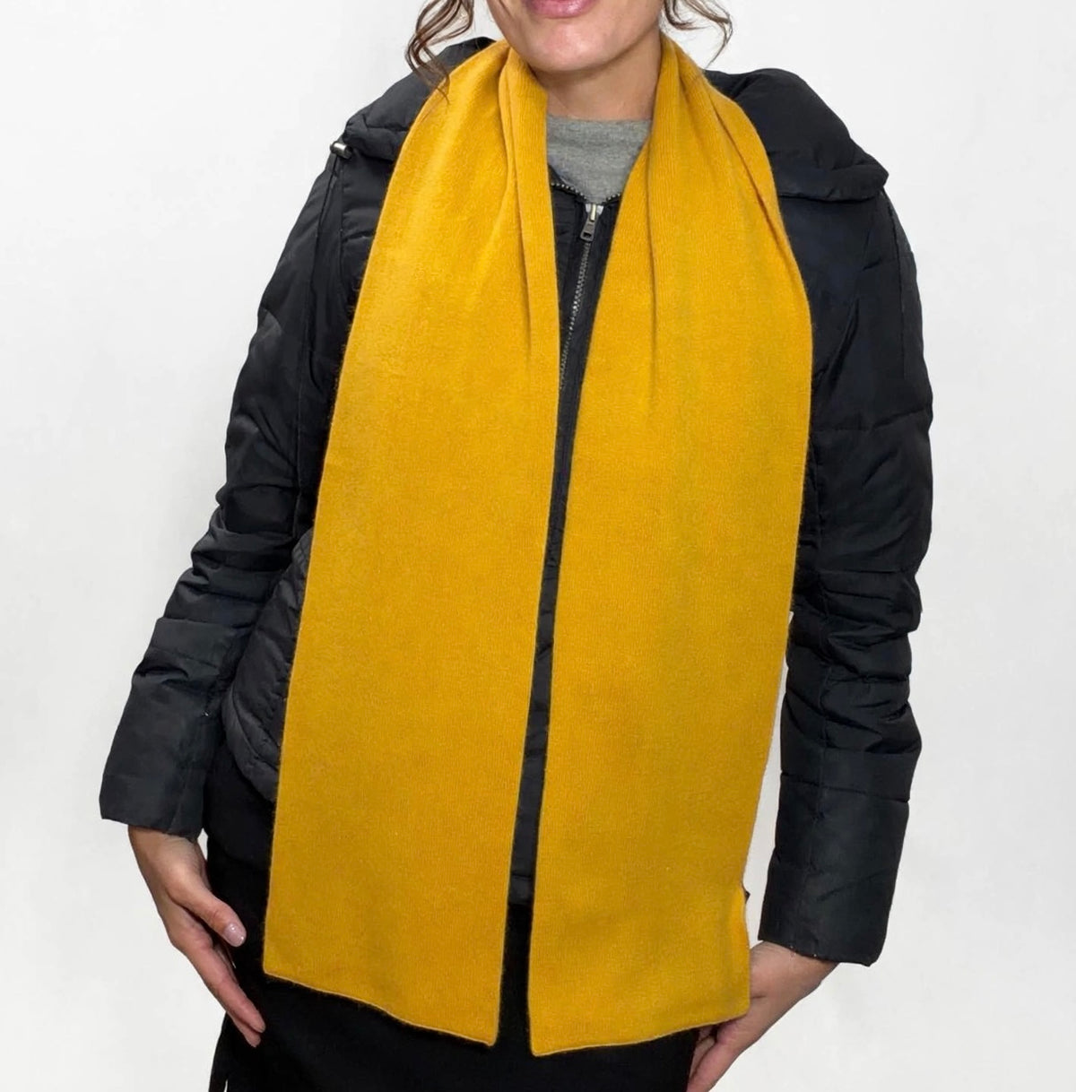 Plush Cashmere Muffler - 100% Pure Double Thick Mustard