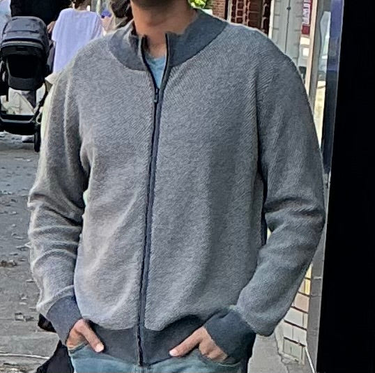 Pure Cashmere Grey Waffle Half Zip  Sweater real
