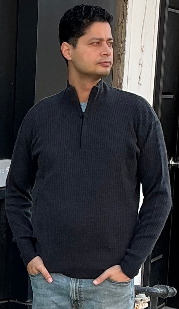 Pure Cashmere Soft Black Half Zip Cable Sweater