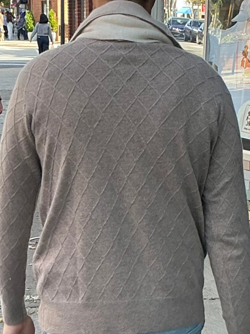 Pure Cashmere Natural Taupe  Half Zip Cross Design Sweater XL