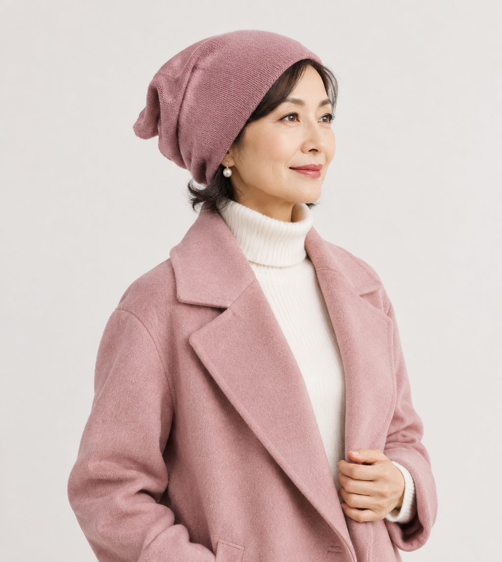 100% Pure Cashmere Hat Rose