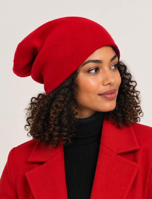 100% Pure Cashmere Hat Bright Red