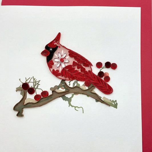 Card - Red Cardinal on branch