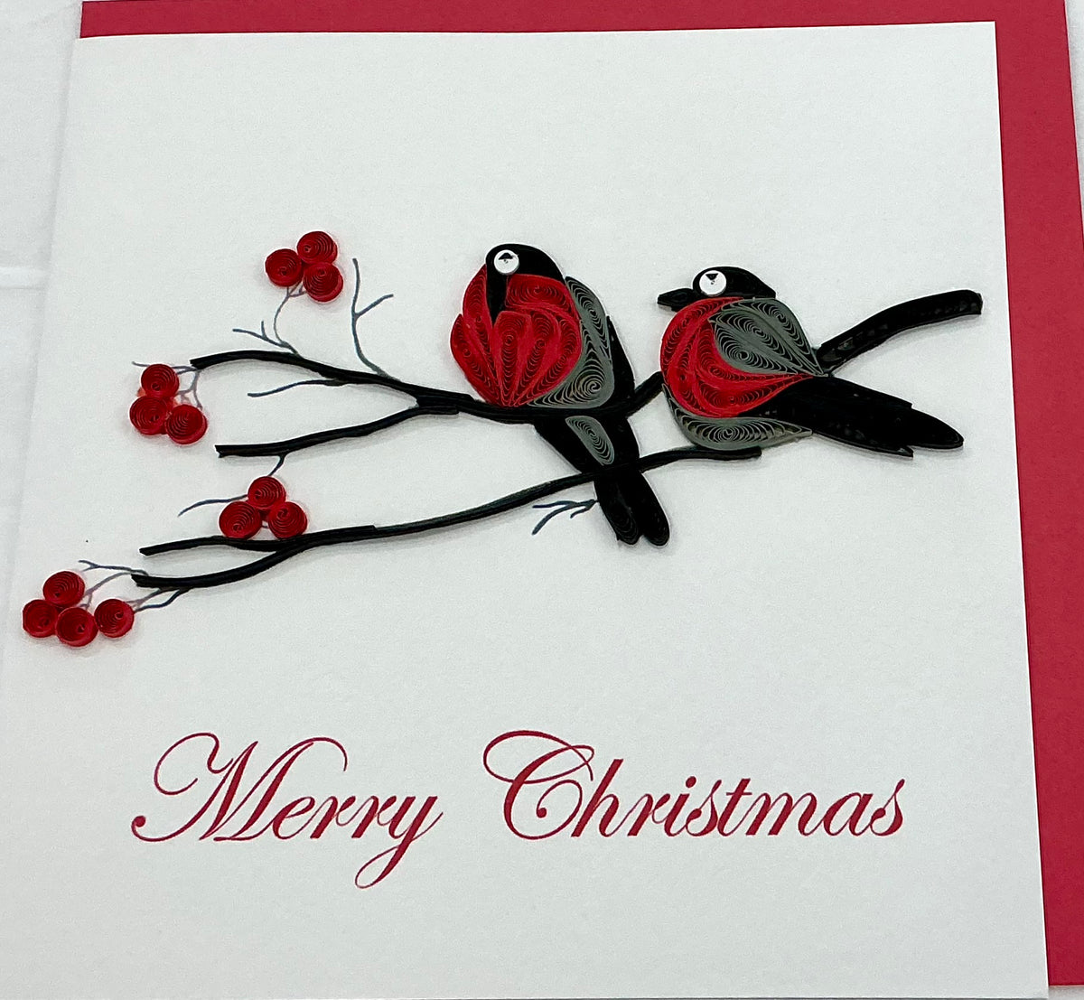 Card - Christmas robins on branch