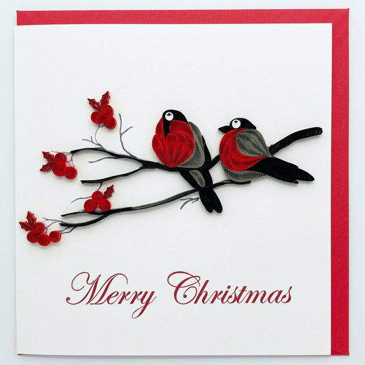 Card - Christmas robins on branch