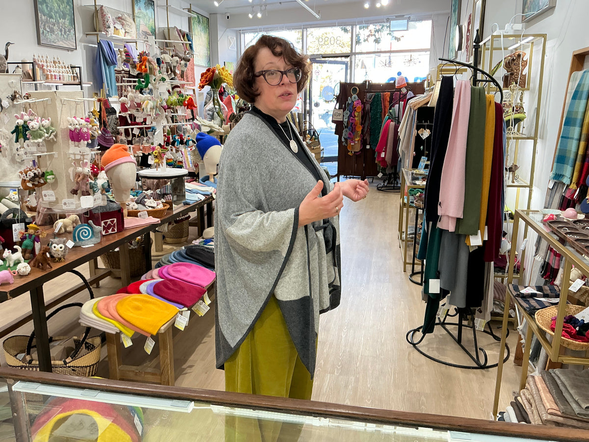 Cashmere and Wool Belted Grey Tone Cape