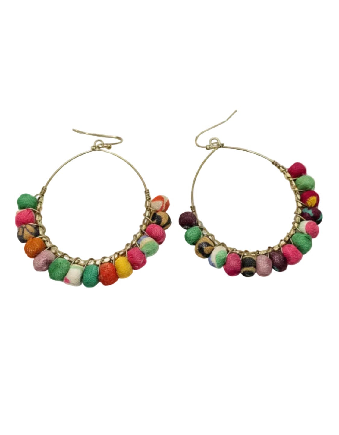 Kantha Large Hoop Brass Earrings