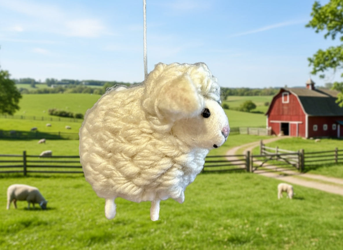 Large White Sheep Ornament
