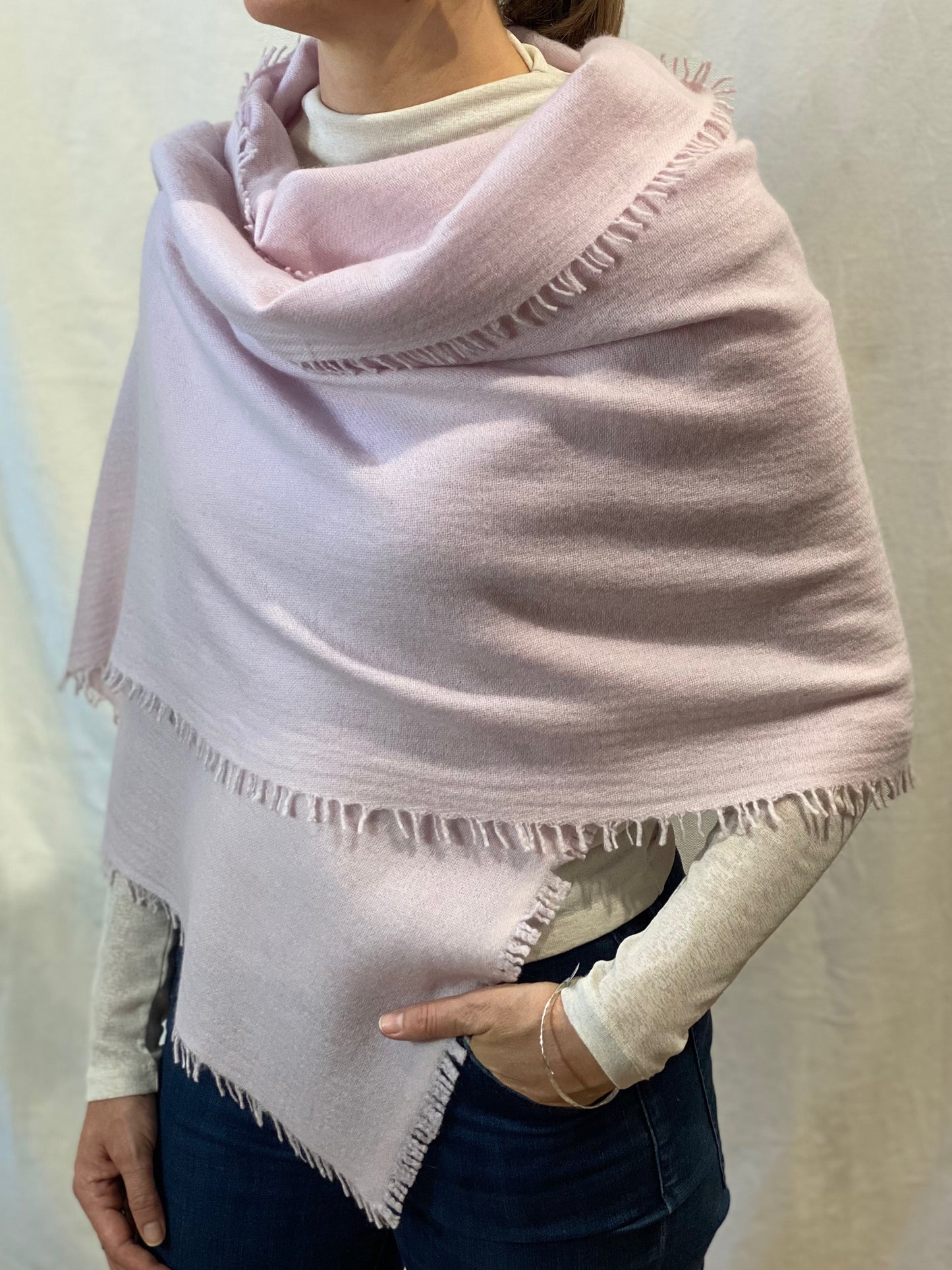 Pure Cashmere Rose Pink Large Scarf