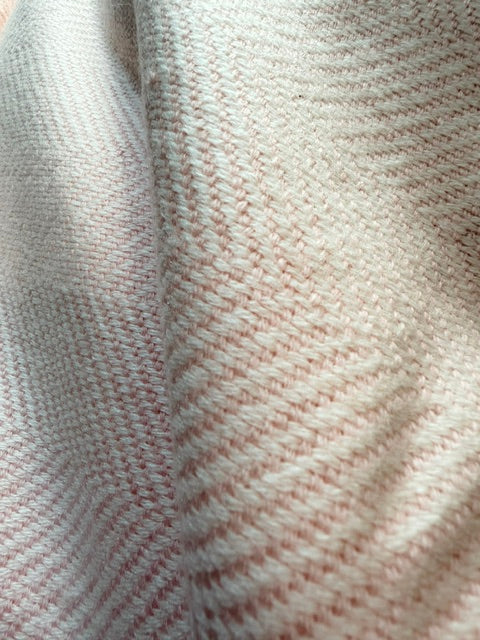 New! Pink Herringbone Wool-Cashmere Blanket