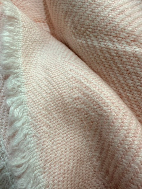 New! Pink Herringbone Wool-Cashmere Blanket