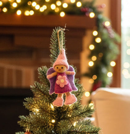 Mini Pink and Purple Angel - Fairy Ornament