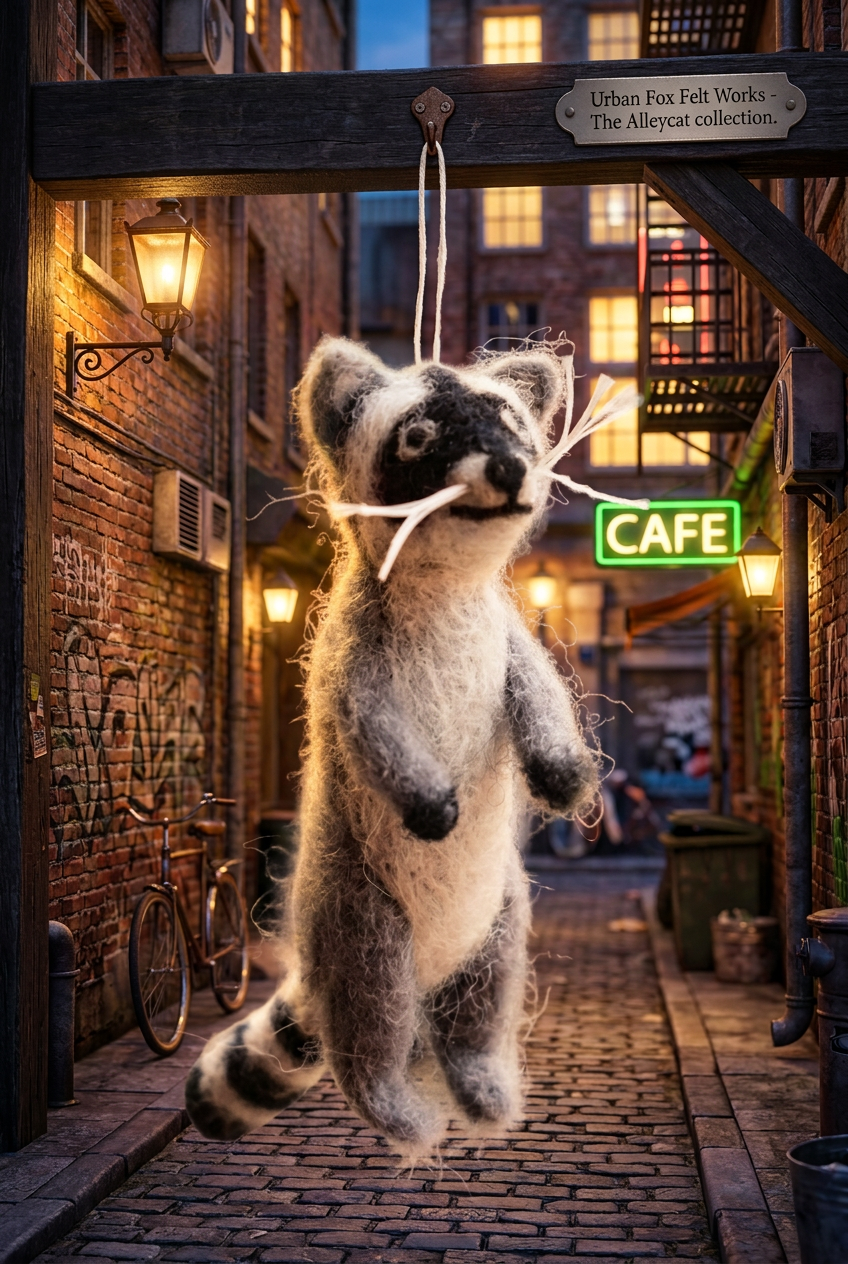 Raccoon Wool Ornament 294