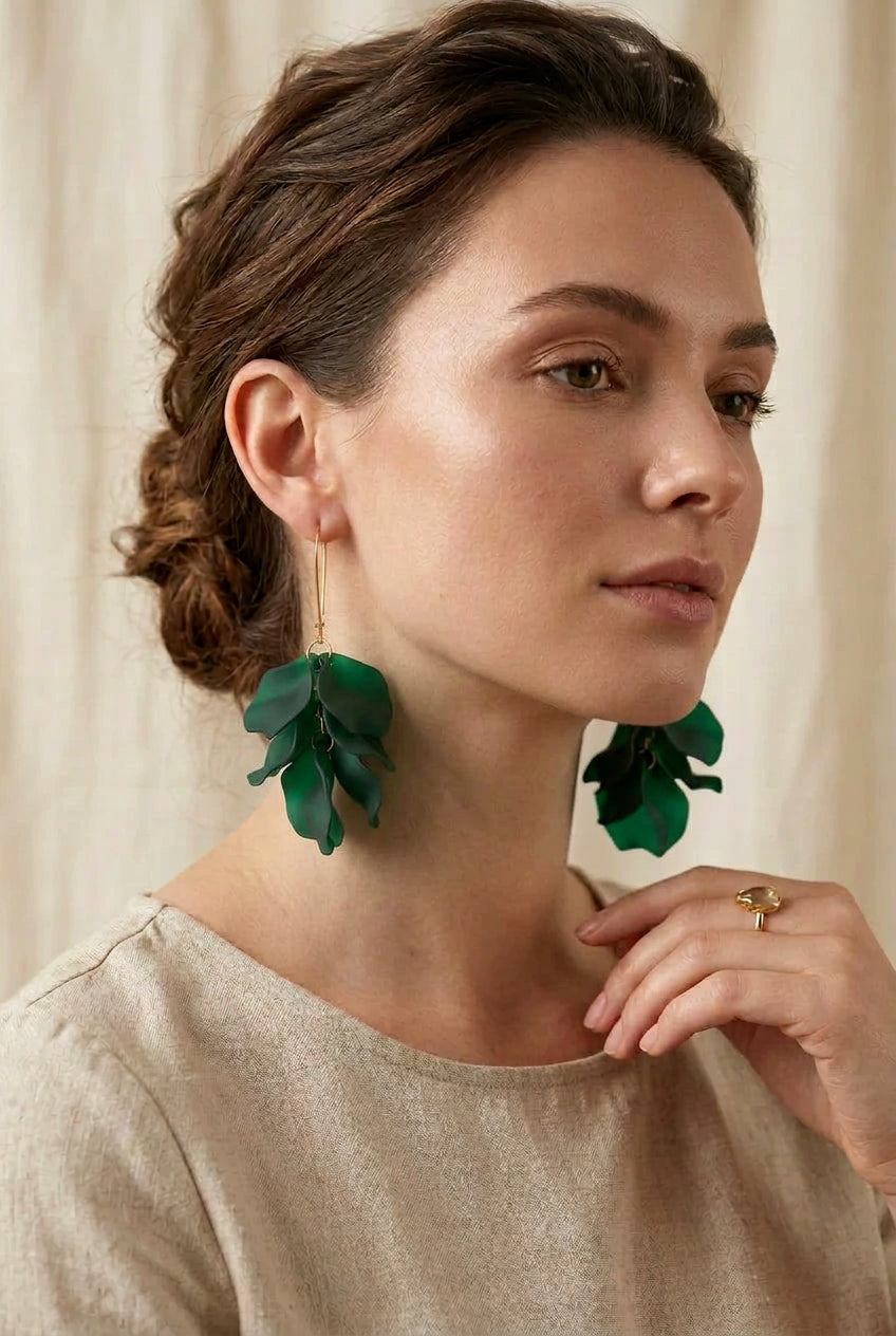 Fish scale white earrings
