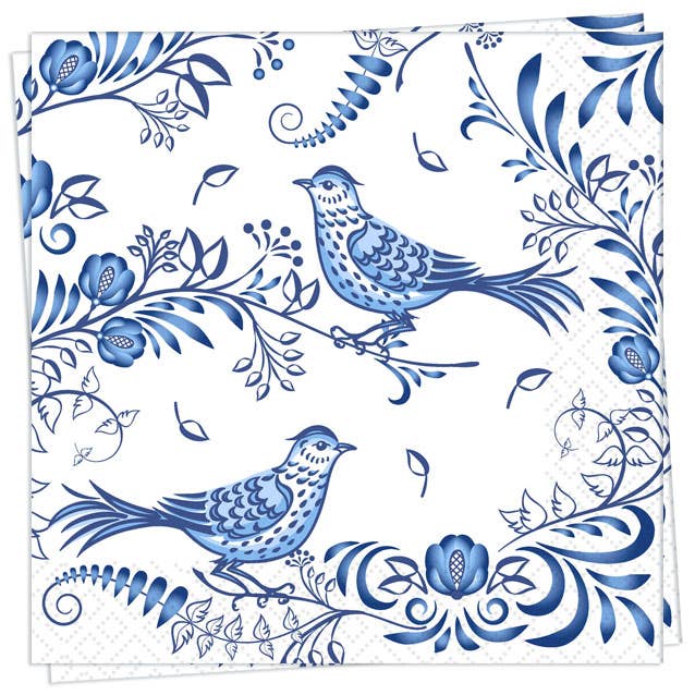 Porcelain Bird Luncheon Napkin
