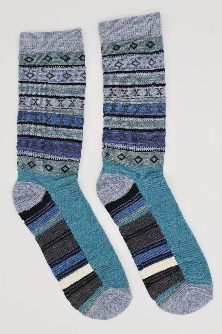 XOXO Alpaca Socks | Light Cushion Socks | Crew Socks: Blue / Medium