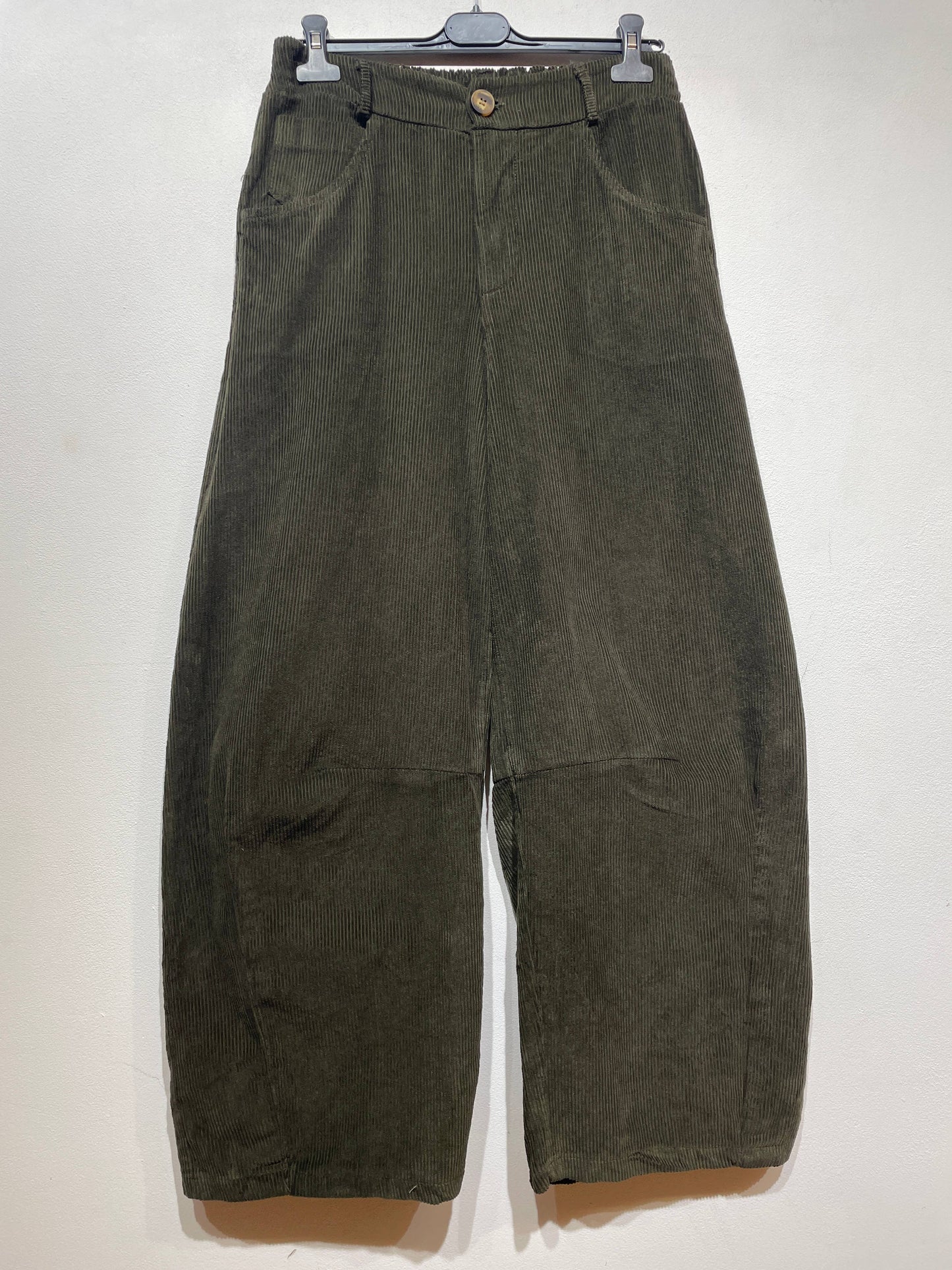 77503 VELVET TROUSERS WITH POCKETS, IN COTTON: ROUILLE