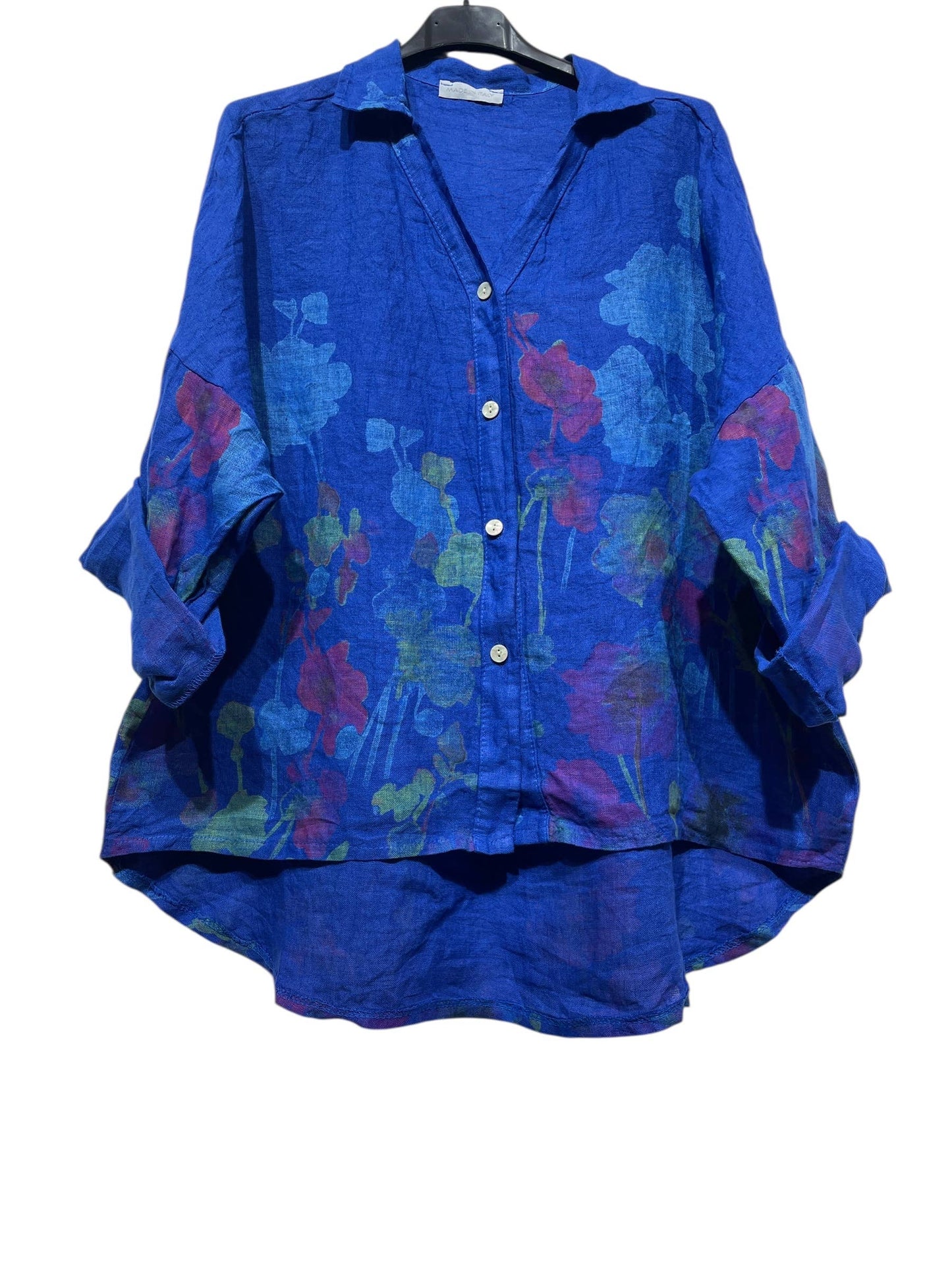 LINEN SHIRT SPRING SUMMER CLOTHING 48902 🌹 🌸: CORAL