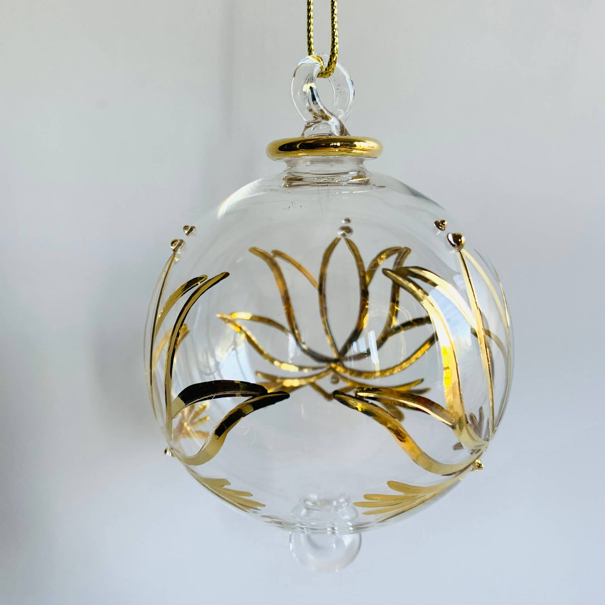Blown Glass Ornament - Gold Lotus