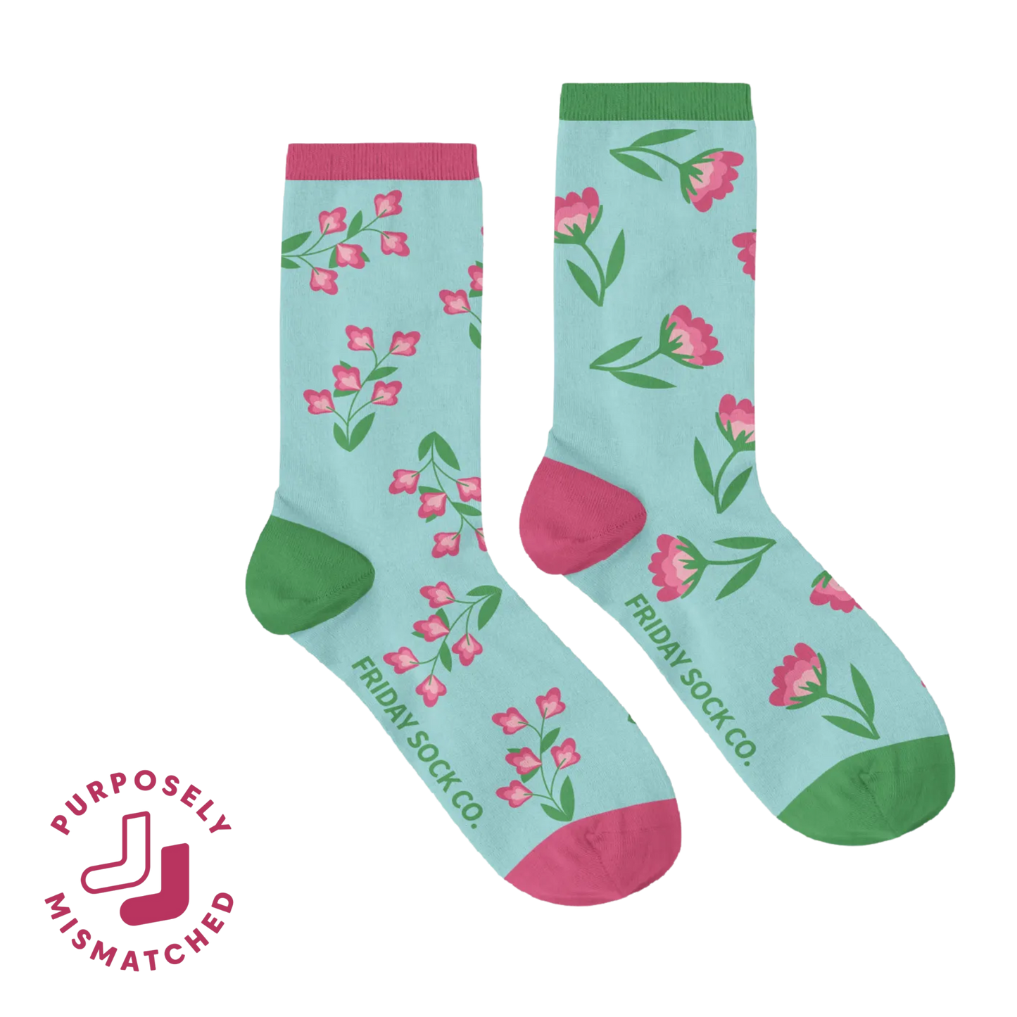 Women's Sweet Pink Flower Socks: Women’s 5 – 10