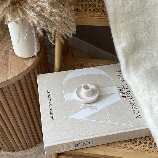 Round Taper Candle Holder | Minimalist Candlestick Holder: Cream White