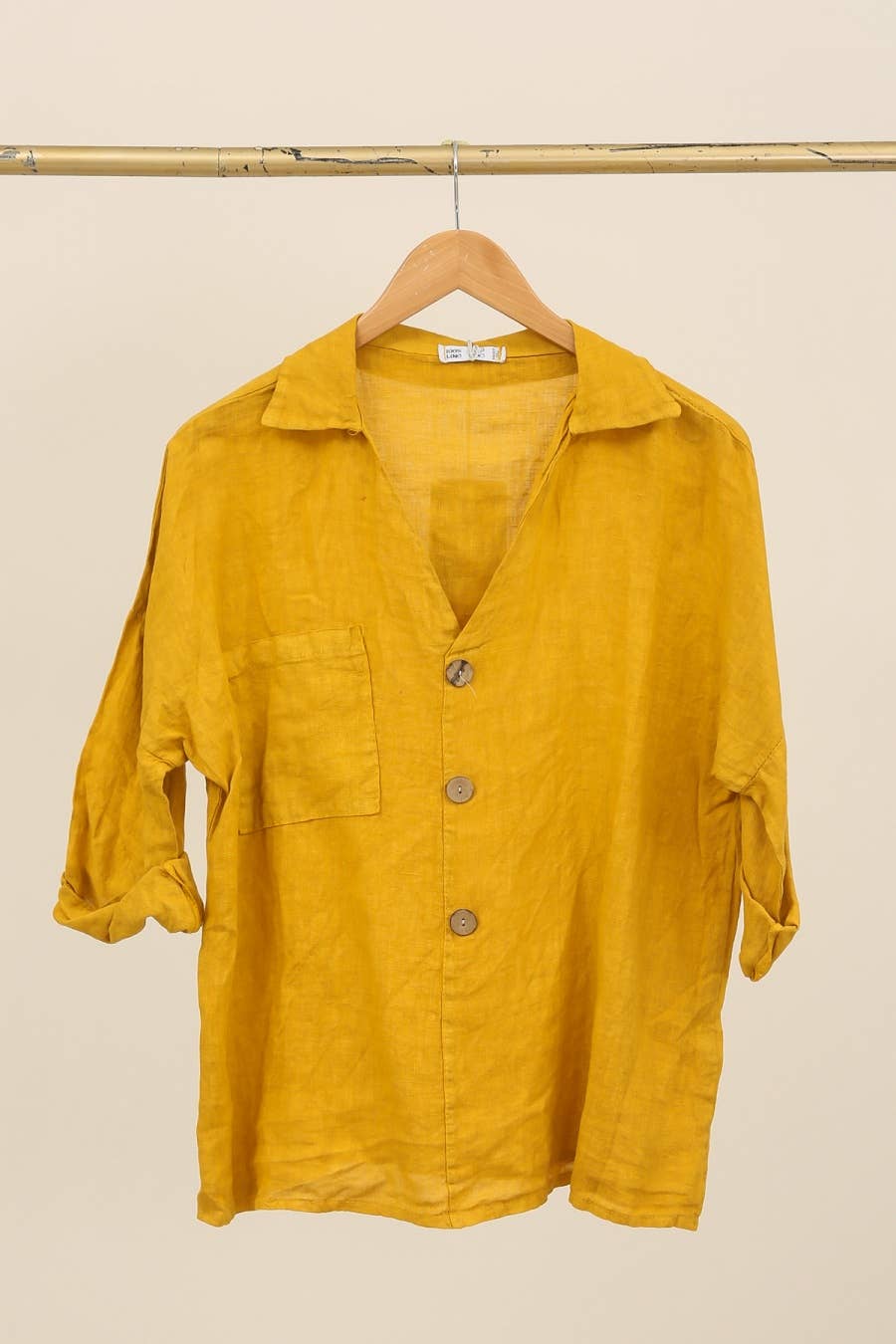 Linen blouse v-neck 68137 100% linen: Frog
