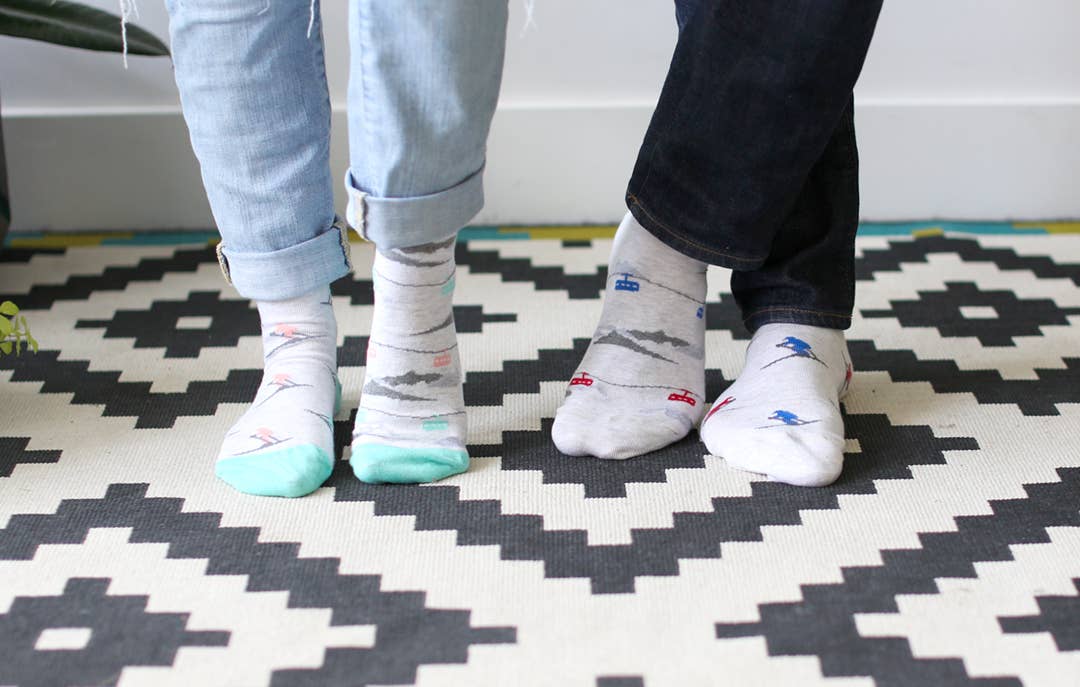 Women’s Socks | Skiers & Gondolas | Mismatched: Women's 5 - 10