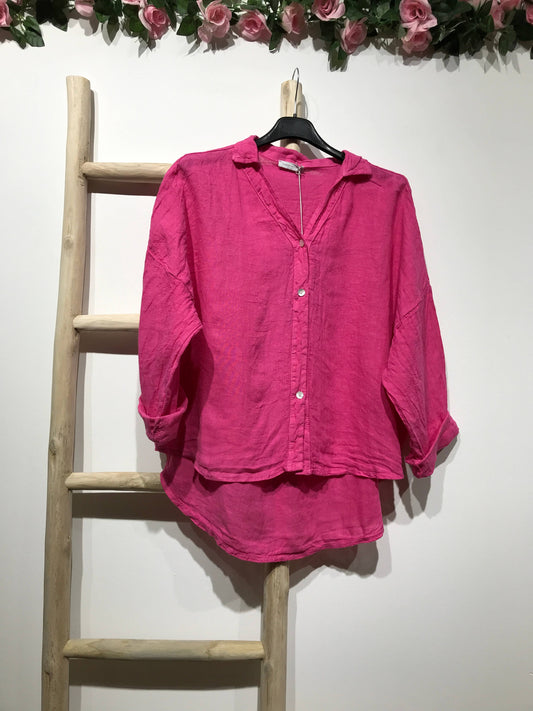 LINEN SHIRT. 48902 NINA: FUXIA