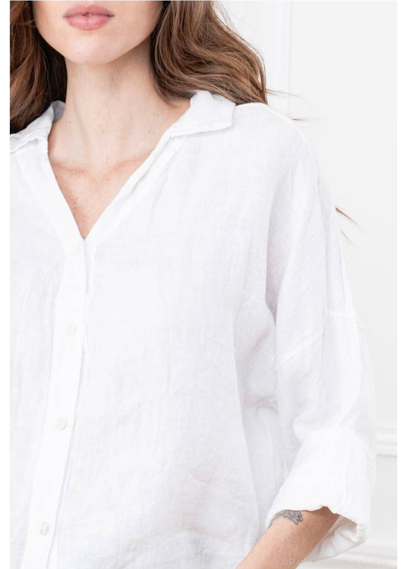 LINEN SHIRT. 48902 NINA: WHITE