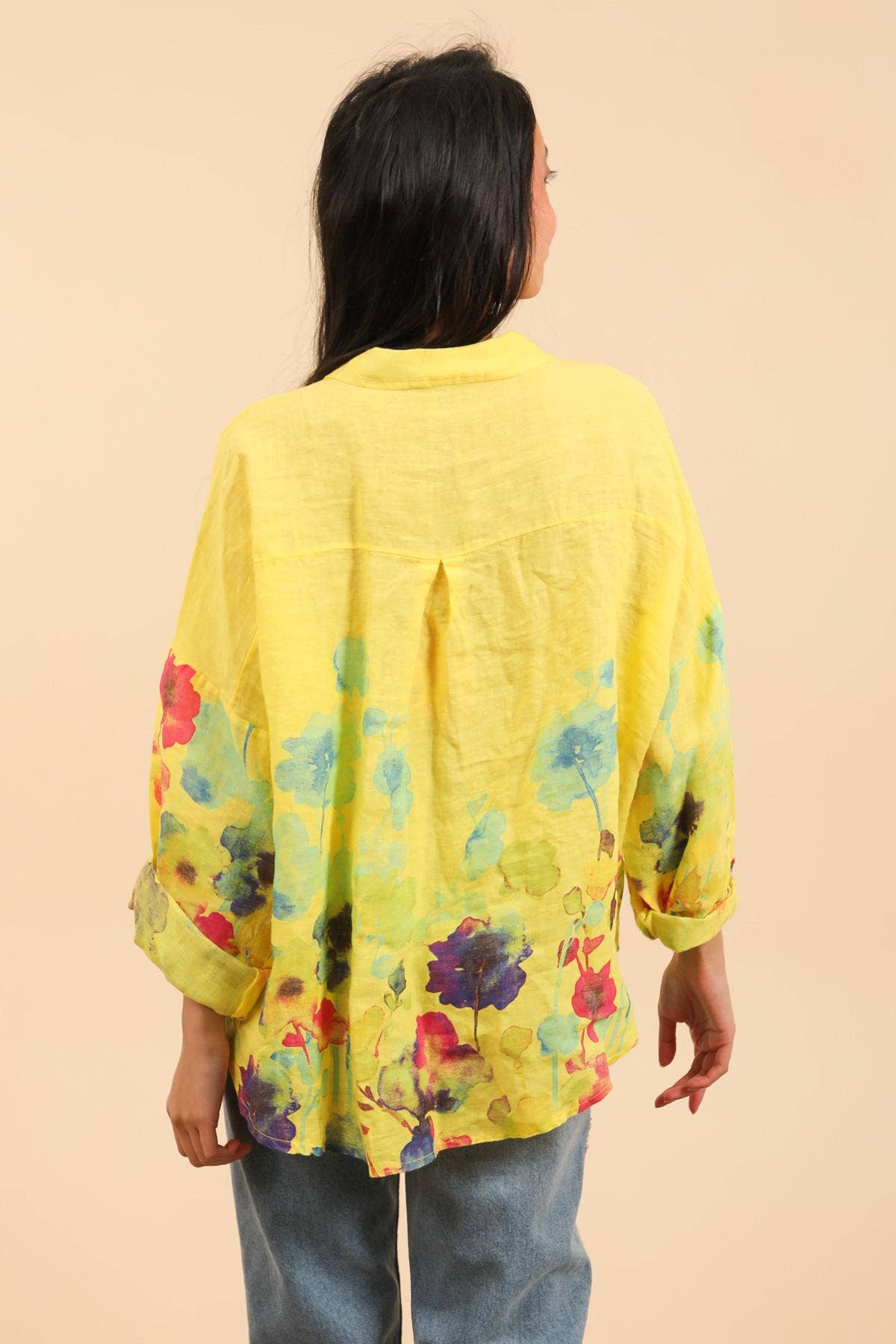 LINEN SHIRT SPRING SUMMER CLOTHING 48902 🌹 🌸: Black