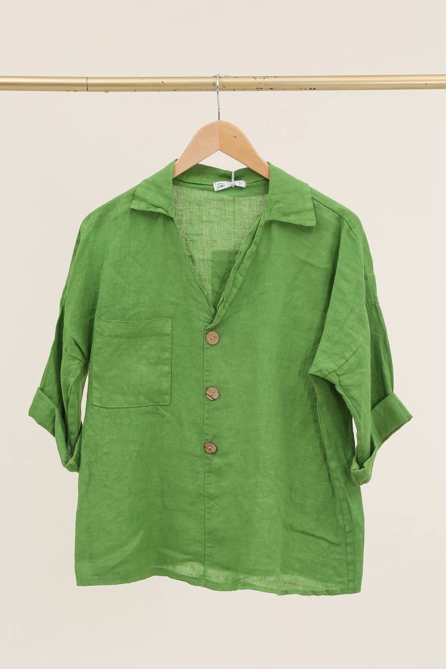 Linen blouse v-neck 68137 100% linen: Frog