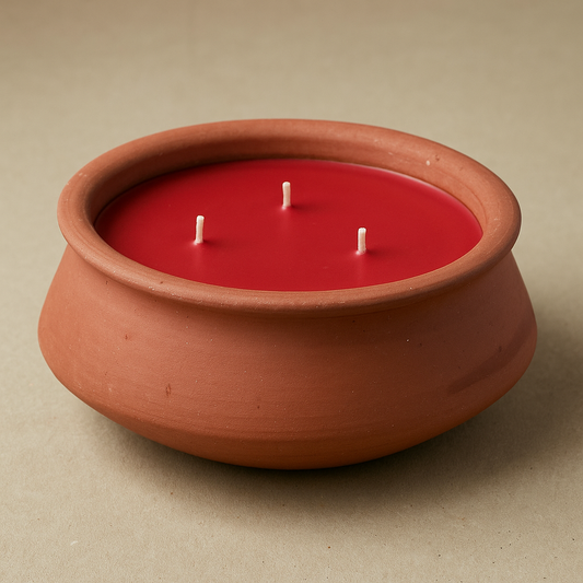 Large 3 Wick Terracotta Candle | Rose Scented – Baji