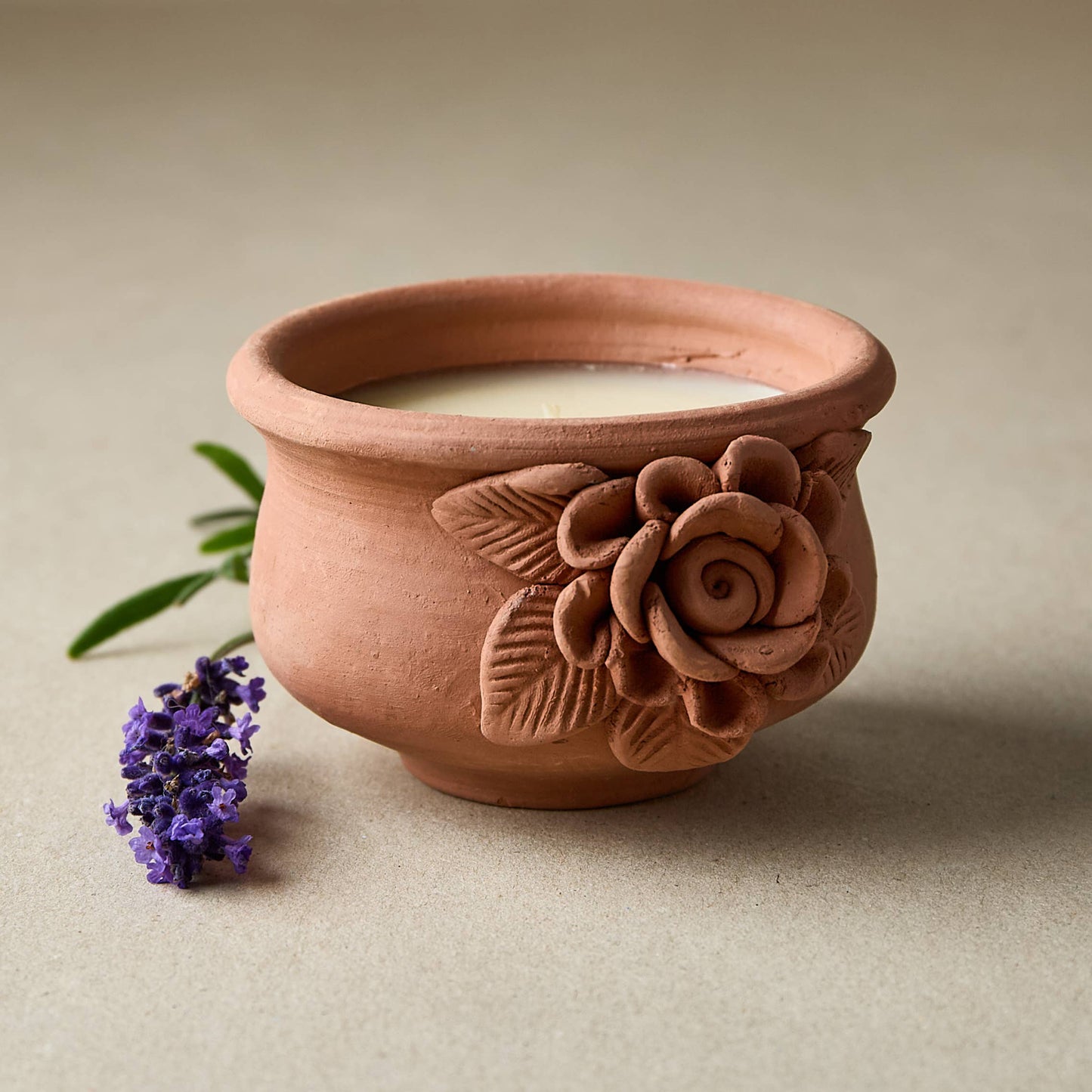 Handemade Terracotta Flower Candle