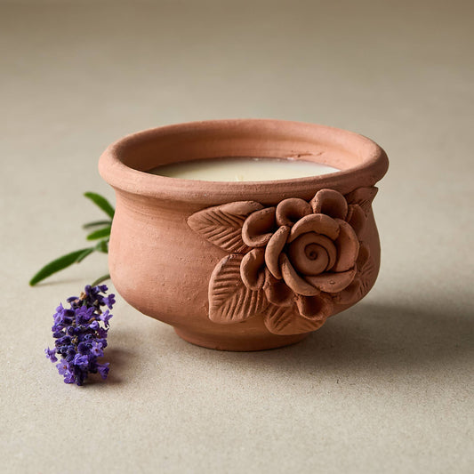 Handemade Terracotta Flower Candle