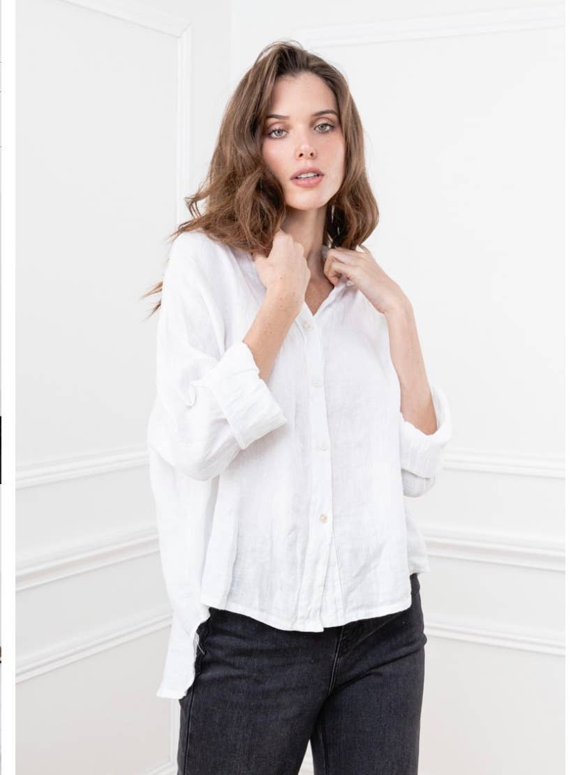 LINEN SHIRT. 48902 NINA: WHITE