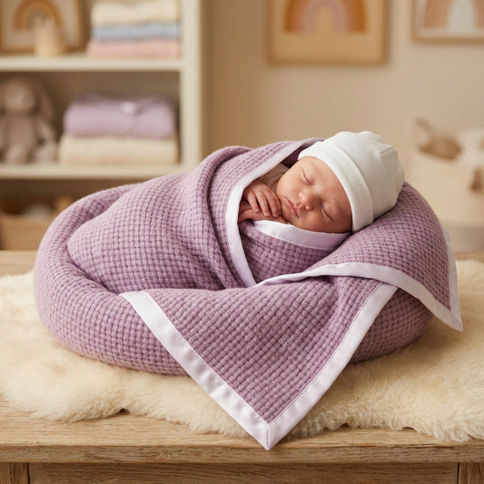 Waffle Lilac Pure Cashmere Baby Blanket
