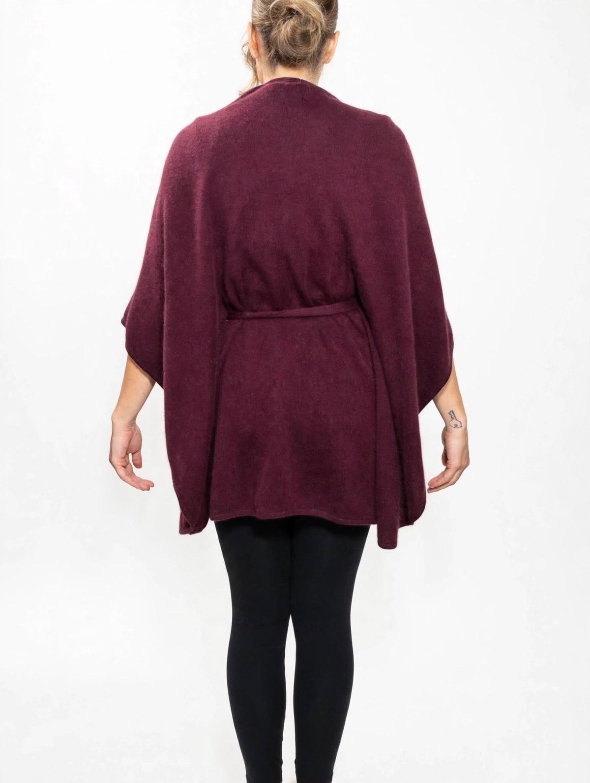 Pure Cashmere Belted PLUM Poncho Boutique 2026