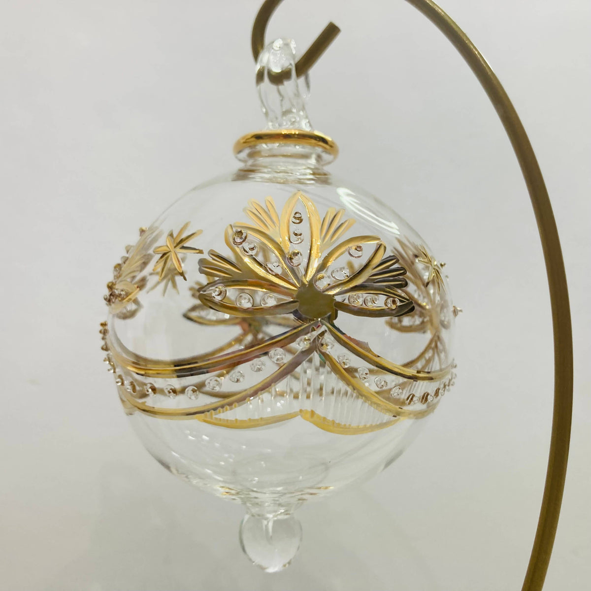 Blown Glass Ornament - Lotus Garland Gold: Upward