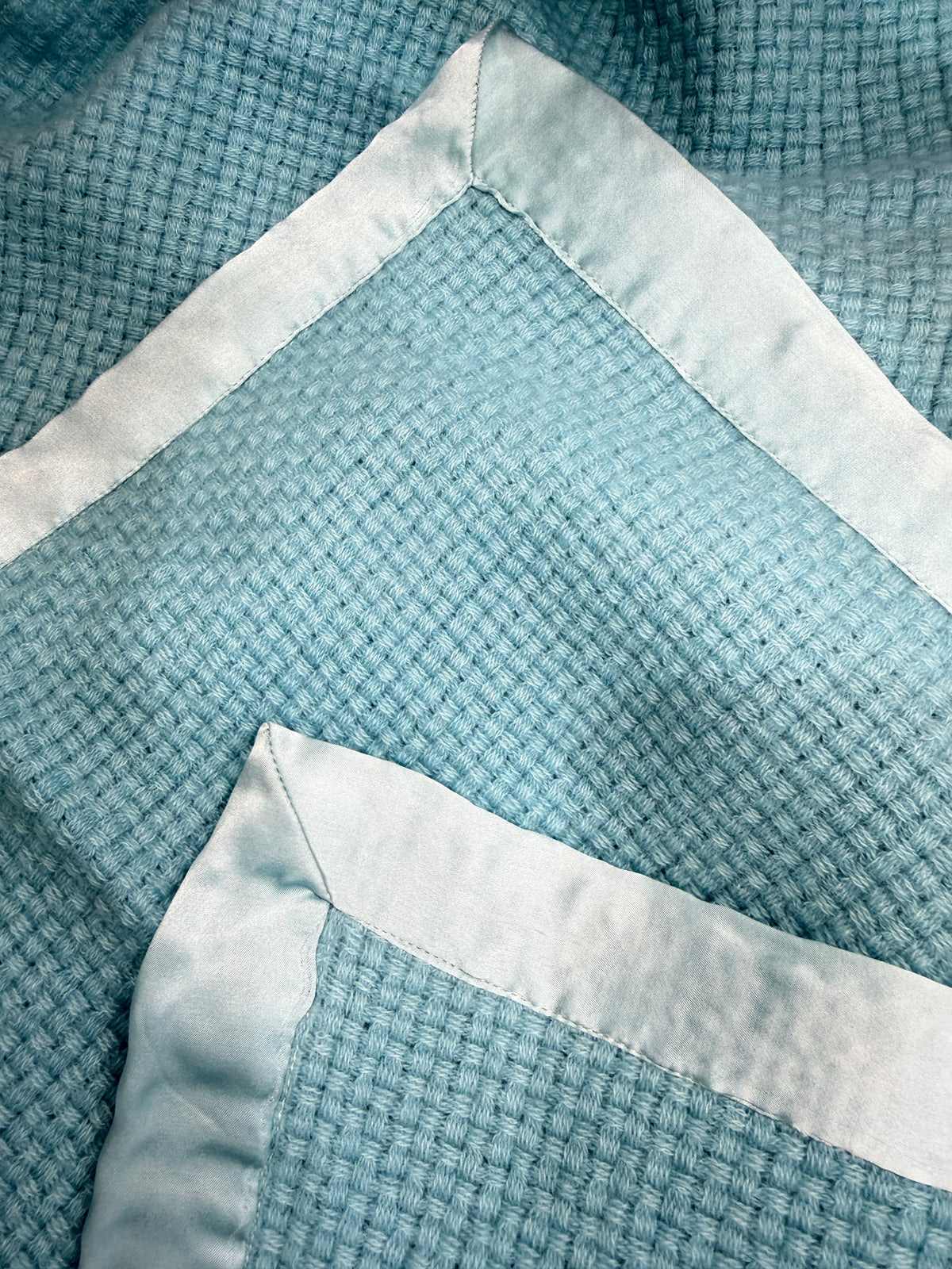 Waffle Sky Blue Pure Cashmere Baby Blanket Blue