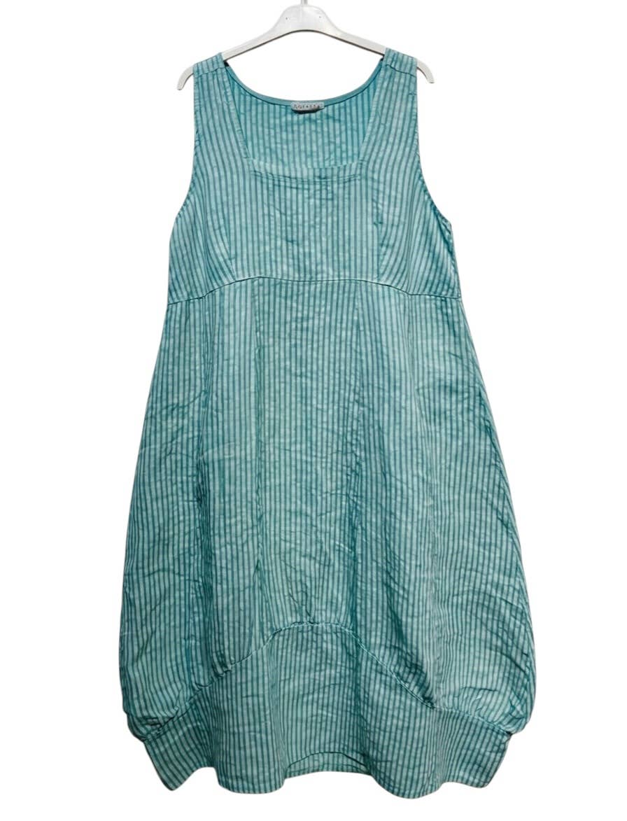 322 LINEN DRESS WITH VERTICAL STRIPES: GRANATA