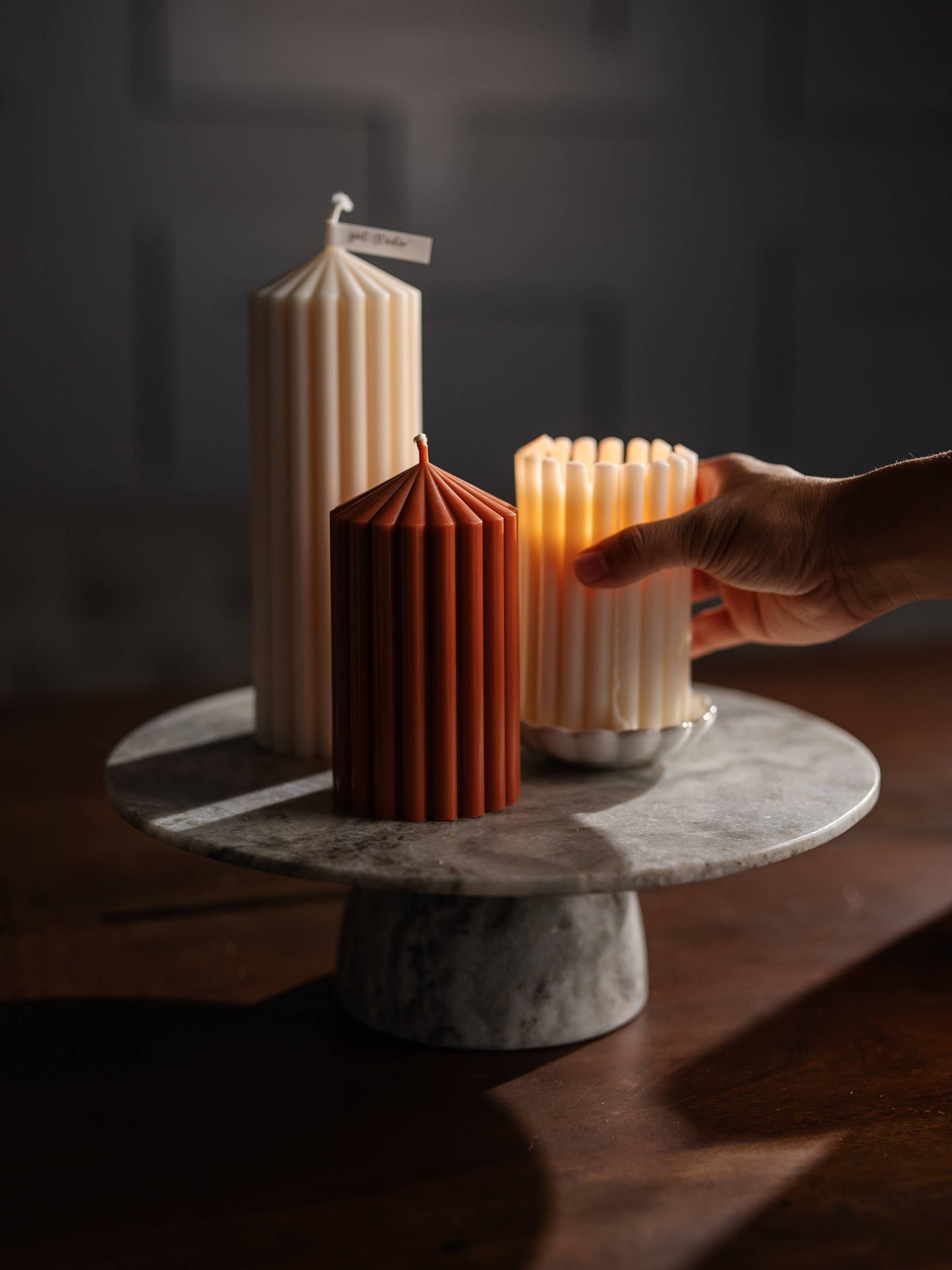 Long Lasting Ribbed Pillar Candles |  Holiday Red / 5 inch Pillar