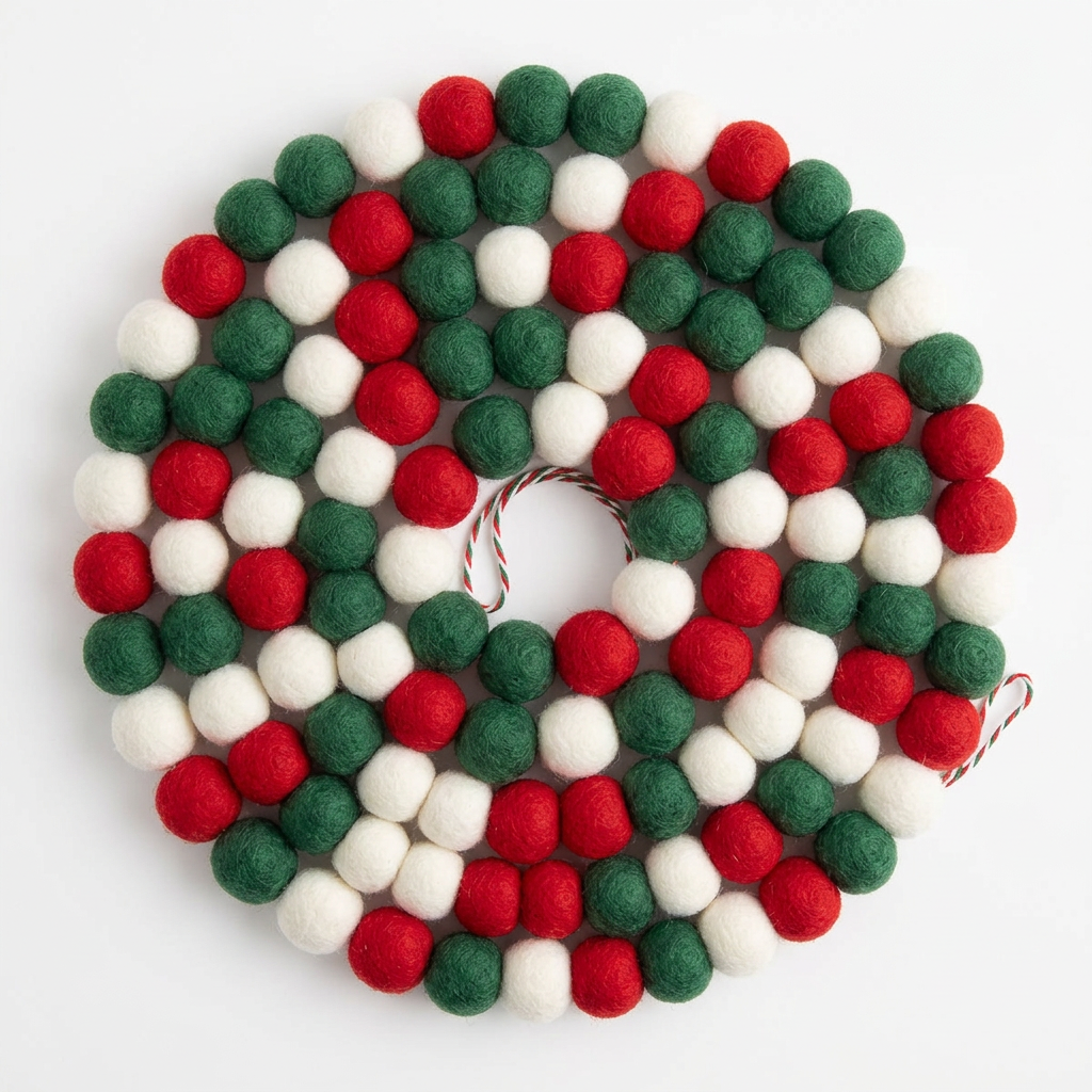 Holiday Red, White, Green Ball Garland