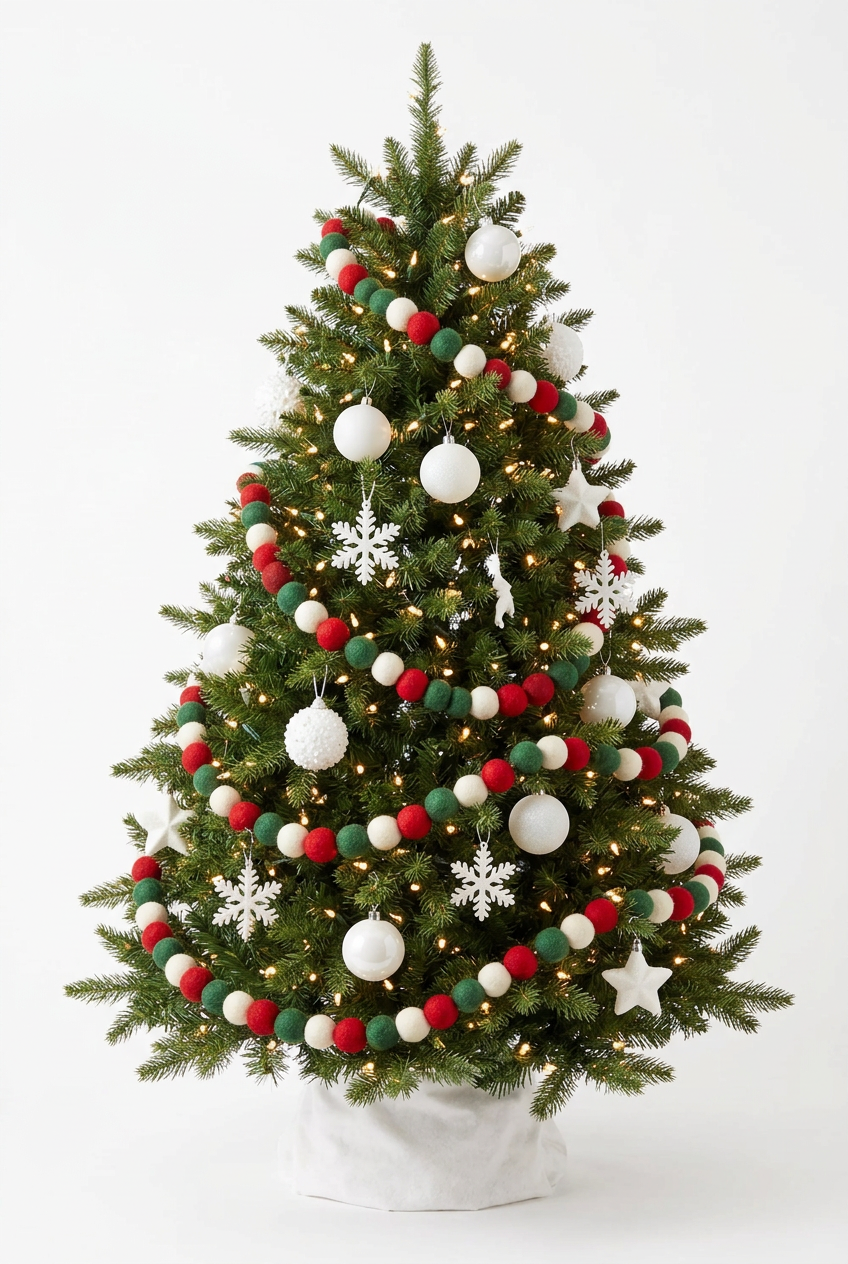 Holiday Red, White, Green Ball Garland